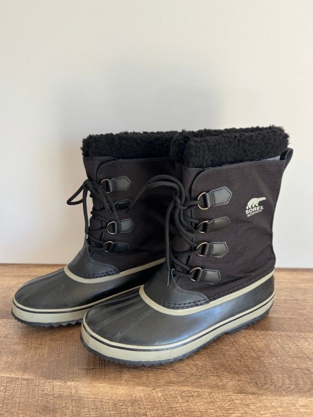 Sorel 1964 Pac Nylon Lace Up Snow Boots Men's Shoes Black Size 12 Winter Classic